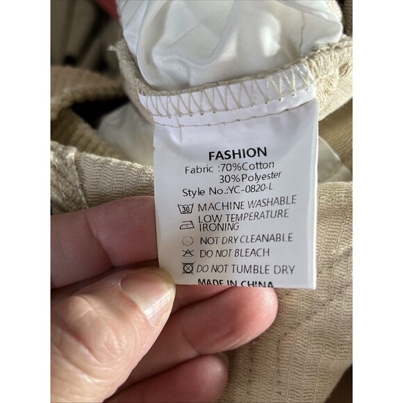 Boutique Barrel Corduroy Overalls Womens Small NWT Beige Cream Boho - Picture 7 of 7